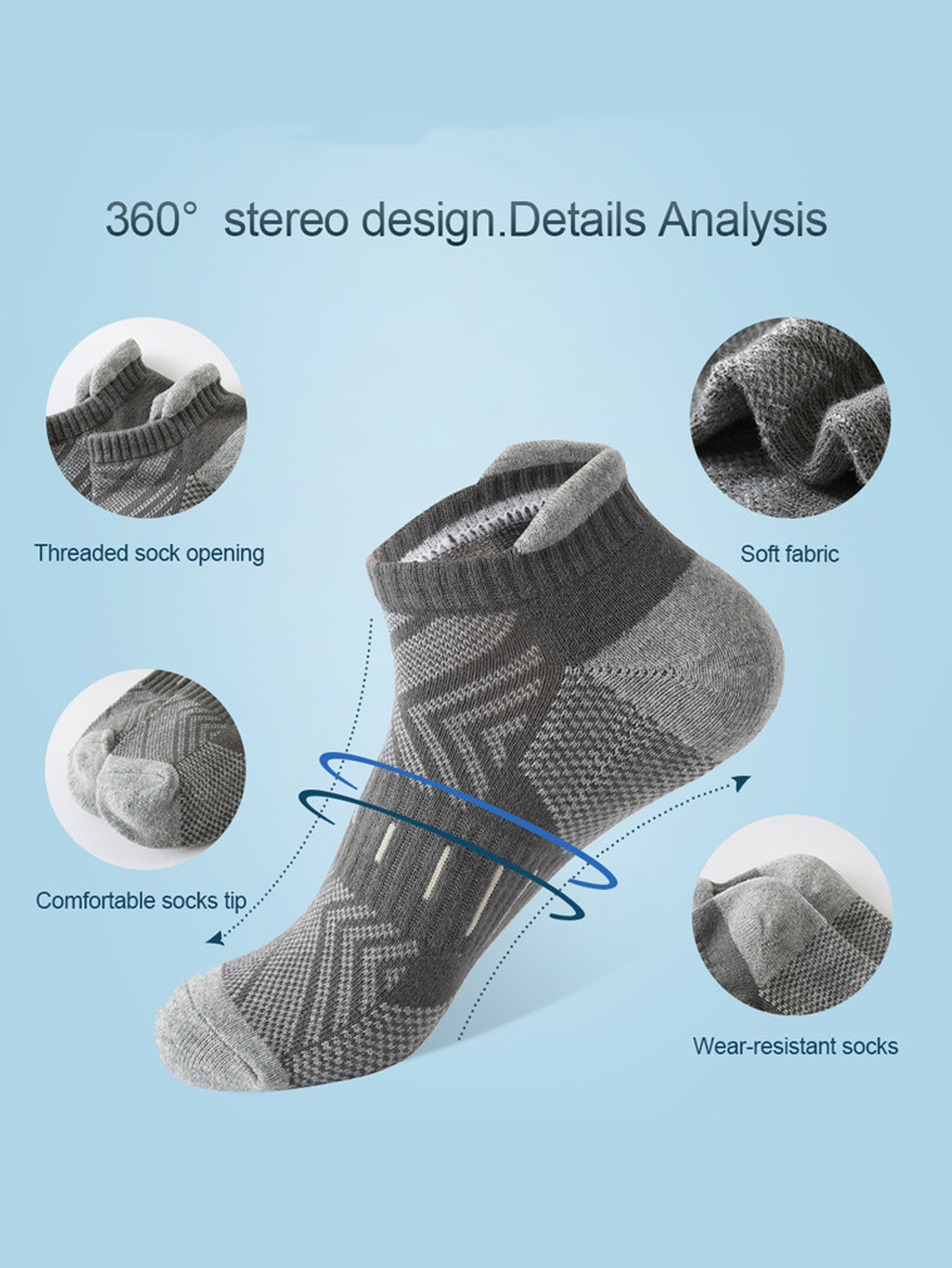 6Pairs Men's Arrow Print Ankle - огляд і ціна Athletic Sock Cushion