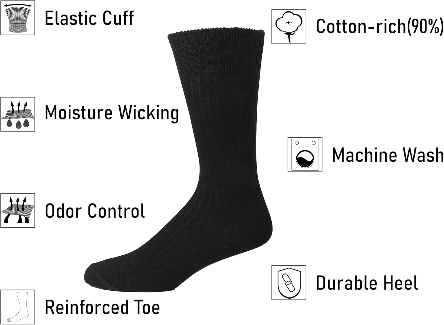 Men Dress Socks 5-Pack Plain R - огляд і ціна Cotton Crew Sock Pack